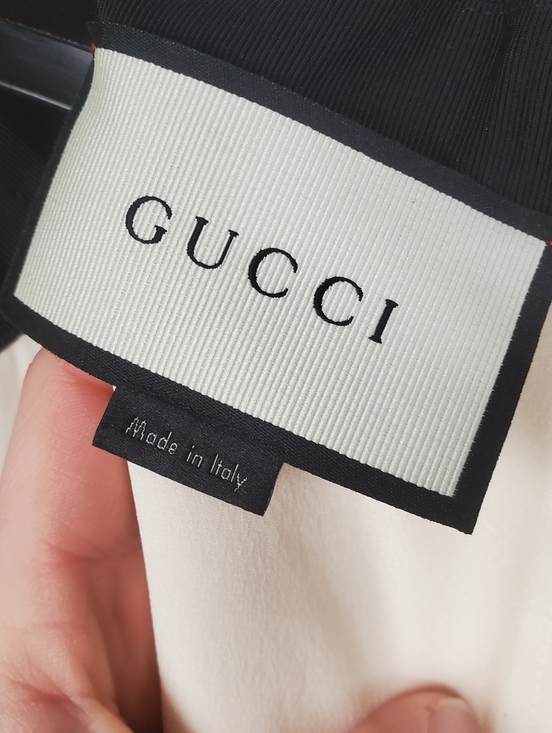 Gucci Cream Wool Long Sleeve Bow Tie Neck Dress Size 42 Italy - Picture 10 of 16